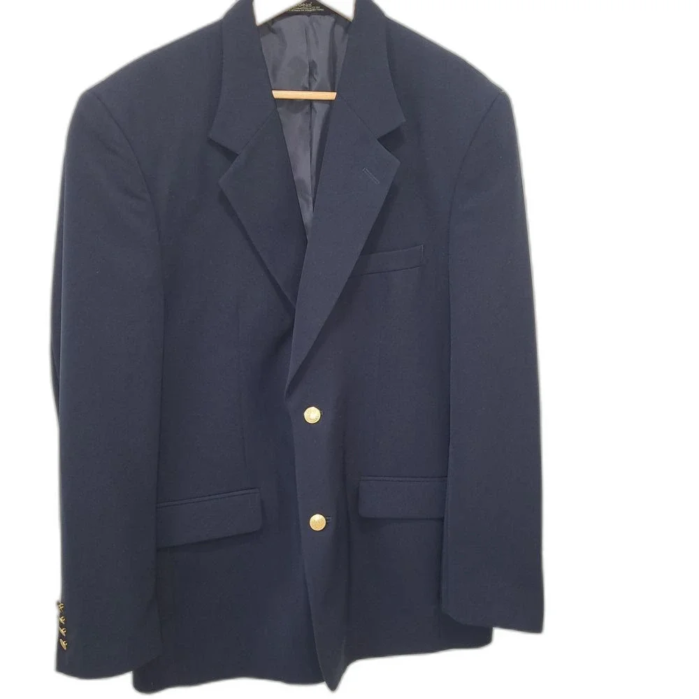 NEW L L Bean Classic Navy Blazer with Gold Buttons 40 Tall